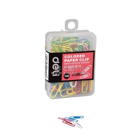 得力0024 彩色回形针 100枚/盒