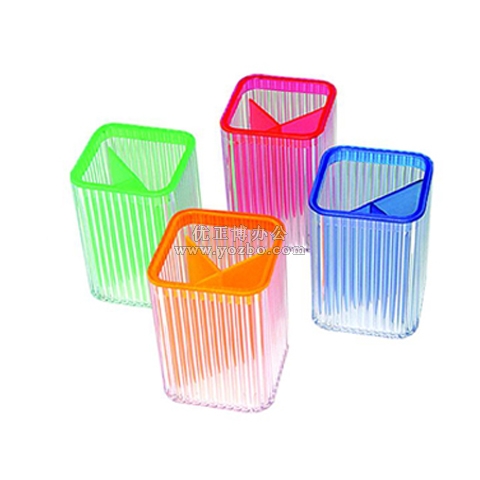 华杰H059 多用透明彩色方笔筒