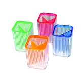 华杰H059 多用透明彩色方笔筒