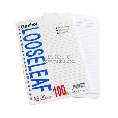 渡边 A5活页纸 20孔活页芯 LL1101 100页