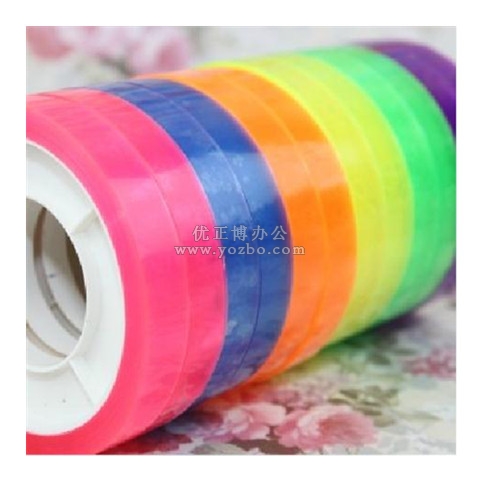 彩色透明文具胶带 透明胶 8mm宽12卷装