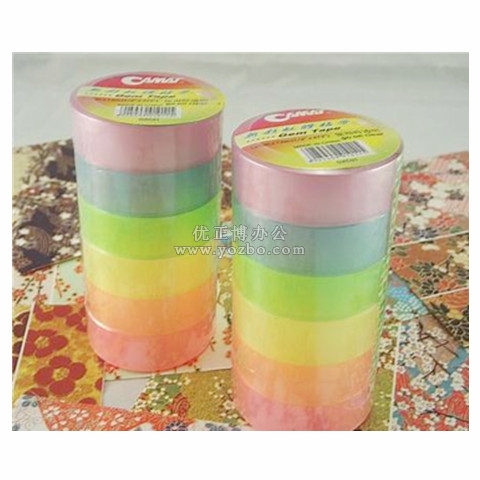 彩色透明文具胶带 透明胶 12mm宽6卷装