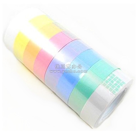 金唛 12mm粉彩丝绸胶粘带 彩色胶带 8卷装