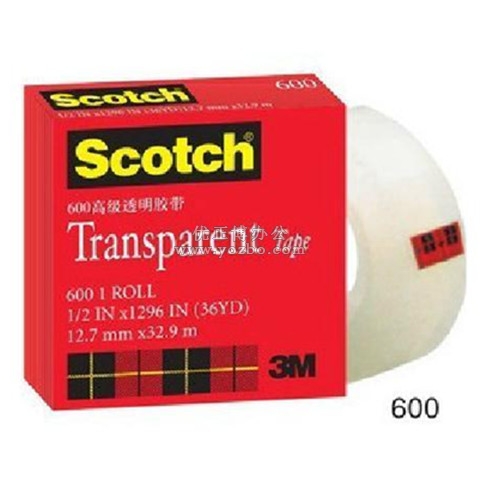 3M 思高 600 1/2 高级透明隐形胶带 12.7mm*33m