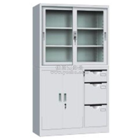 钢制办公文件柜 LB-W-002宽体偏三斗 带锁铁皮柜