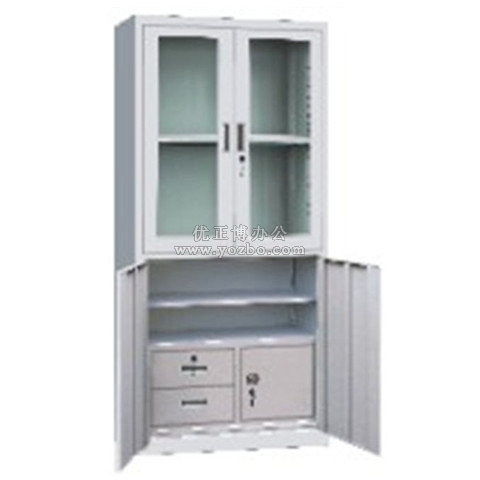 钢制办公文件柜 LB-W-017内保险玻璃柜 带锁铁皮柜