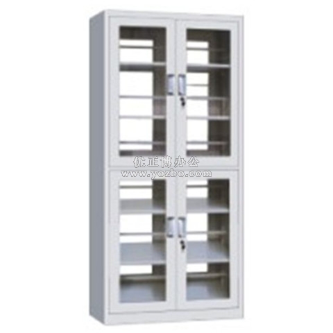 钢制办公文件柜 LB-W前后对开门玻璃柜 带锁铁皮柜