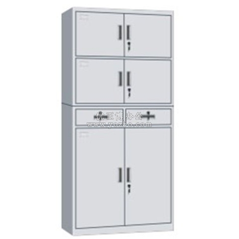 钢制办公资料柜 LB-W-022中二斗档节柜 带锁铁皮柜