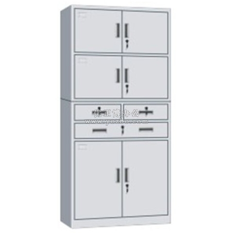 钢制办公资料柜 LB-W-023中三斗档节柜 带锁铁皮柜