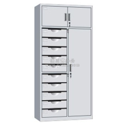 钢制文件柜 LB-W-030三门十斗柜 带锁铁皮目录卡片柜