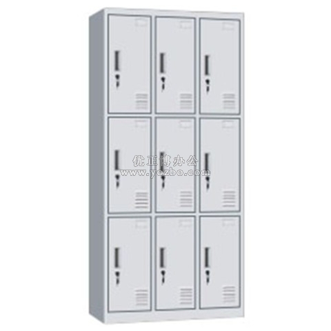 钢制更衣柜 LB-W-039九门更衣柜 带锁铁皮工衣柜
