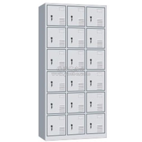 钢制更衣柜 LB-W-042十八门更衣柜 带锁铁皮工衣柜