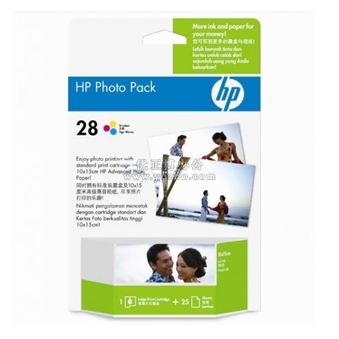 惠普 28号Q8893AA 彩色墨盒+25张高级相纸