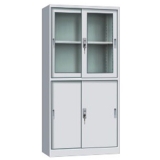 钢制办公文件柜 LB-W-006上玻下铁移门柜 带锁铁皮柜