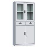 钢制办公文件柜 LB-W-012中二斗玻璃柜 带锁铁皮柜