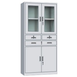 钢制办公文件柜 LB-W-013中三斗玻璃柜 带锁铁皮柜