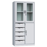 钢制办公文件柜 LB-W-014偏五斗上移门 带锁铁皮柜