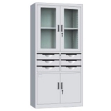 钢制办公文件柜 LB-W-016中六斗玻璃柜 带锁铁皮柜