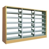 钢制书架 LB-S-002木护板单柱双面书架（三组）