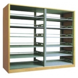 钢制书架 LB-S-004木护板双柱双面书架（二组）